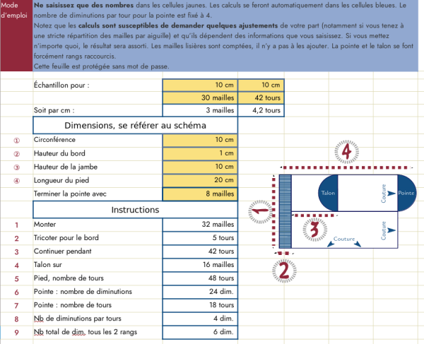 Calculateur de chaussettes » Libreoffice Extensions