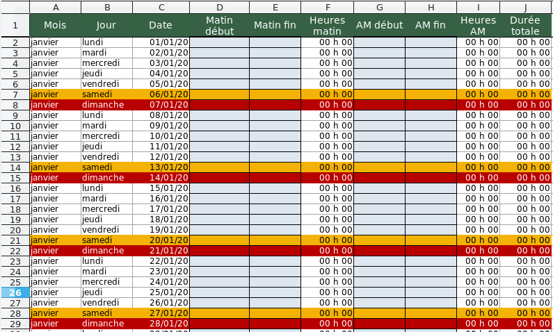 TABLEAU PLANNING CALENDRIER/ANNUEL - BuroStock Réunion