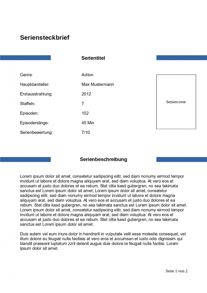 Steckbrief Serien Blau Extensions