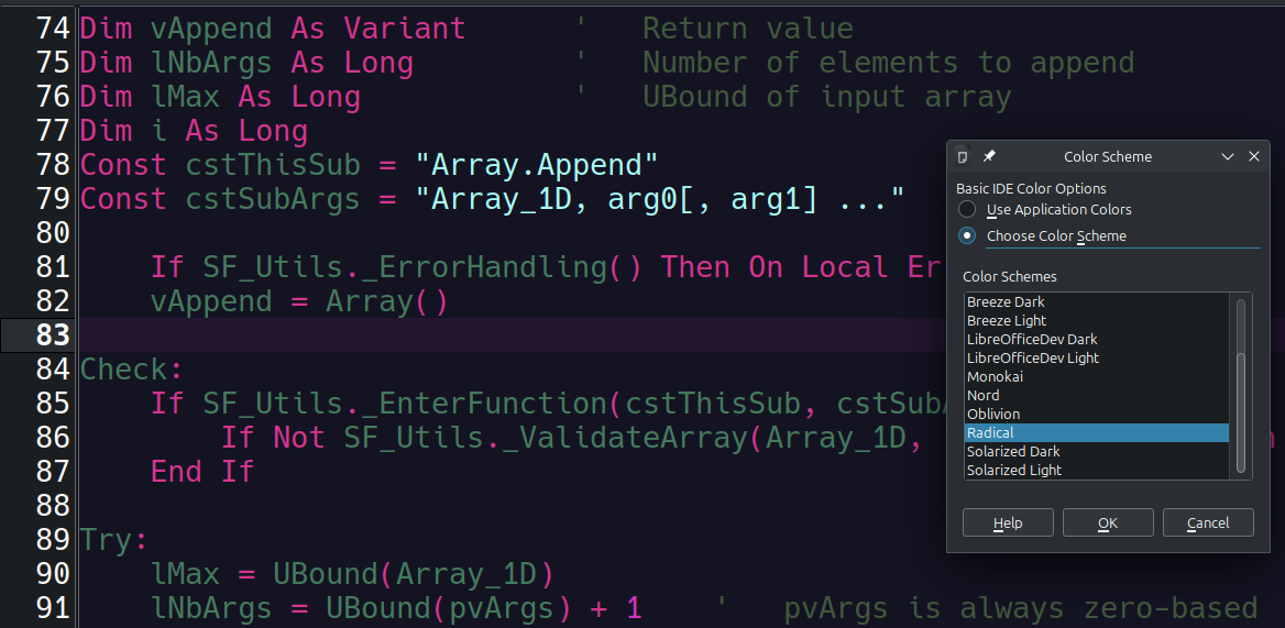Extra Basic IDE Color Schemes » Libreoffice Extensions