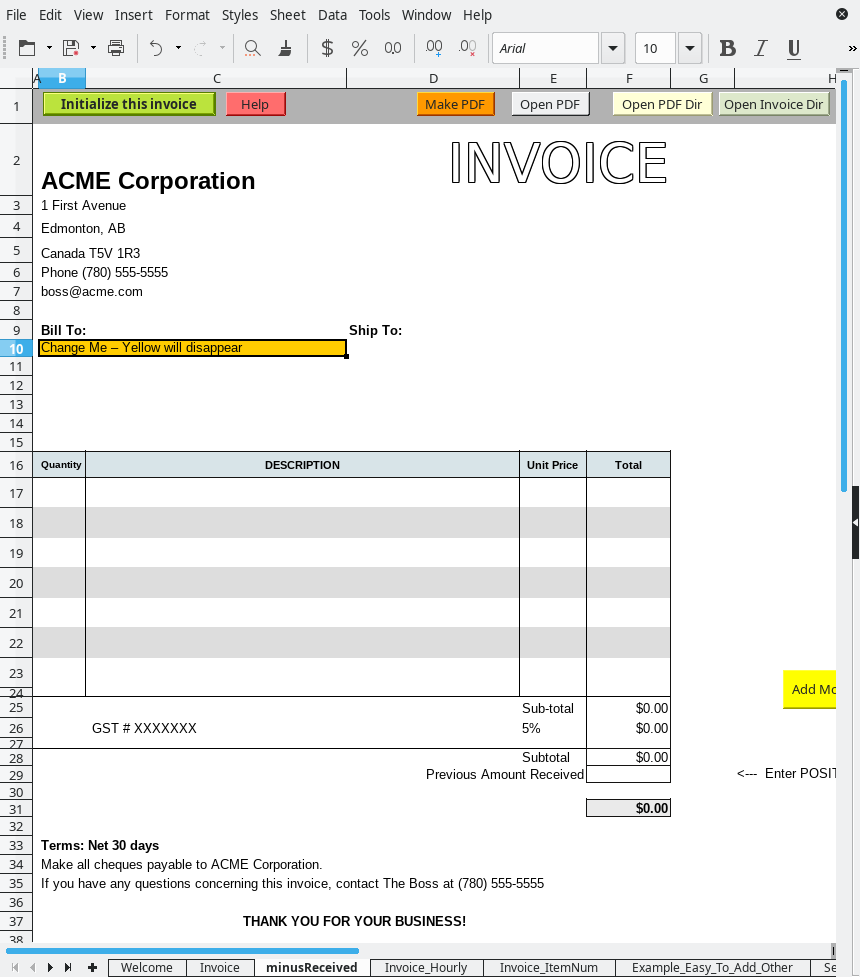 Make Your Own Invoices - Invoice