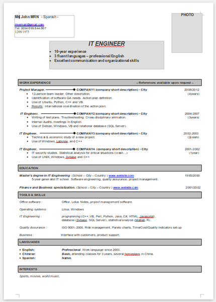 English Cv Template from extensions.libreoffice.org