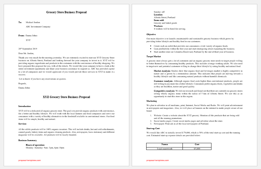 Grocery Store Business Proposal Extensions