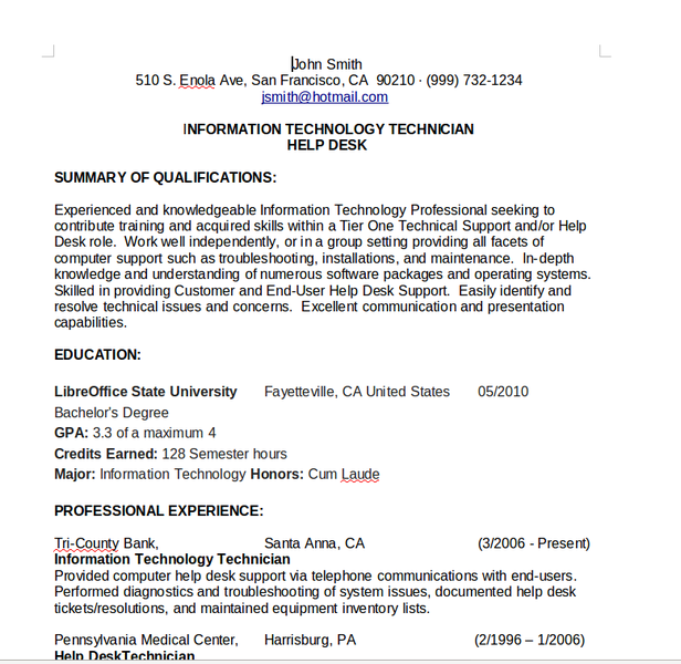 Resume IT Helpdesk » Libreoffice Extensions