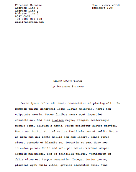Short Story Format