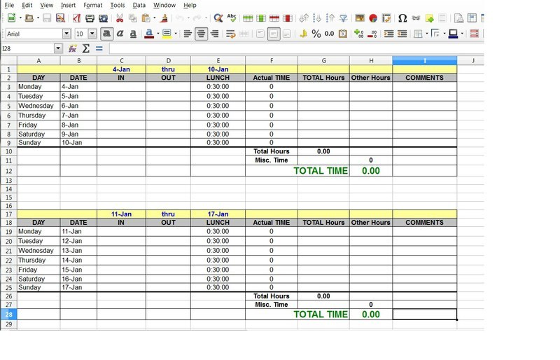 Time Sheet Template For Two Week Pay Cycle Extensions