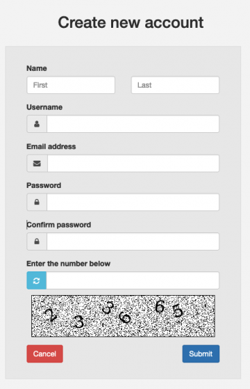 Shows an empty form to create a new account